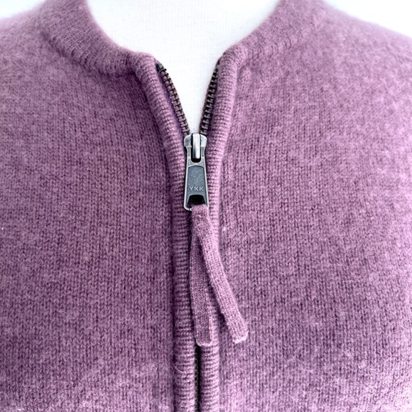GARNET HILL Washable Cashmere Bomber Zip Cardigan in Mauve - S - Picture 4 of 14